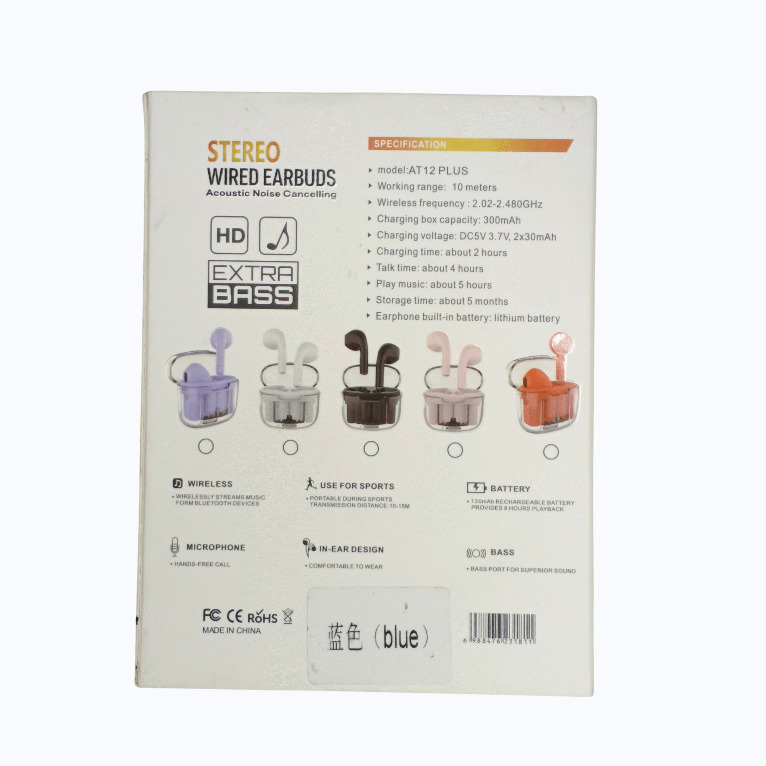 AT12 PLUS Wireless Earbuds with Charging Case – Deep Bass, In-Ear Bluetooth Earpods (5H Playtime) - Image 5