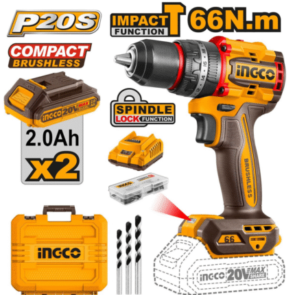 CIDLI20668 ingco cordless drill 66nm @ QuickCart99