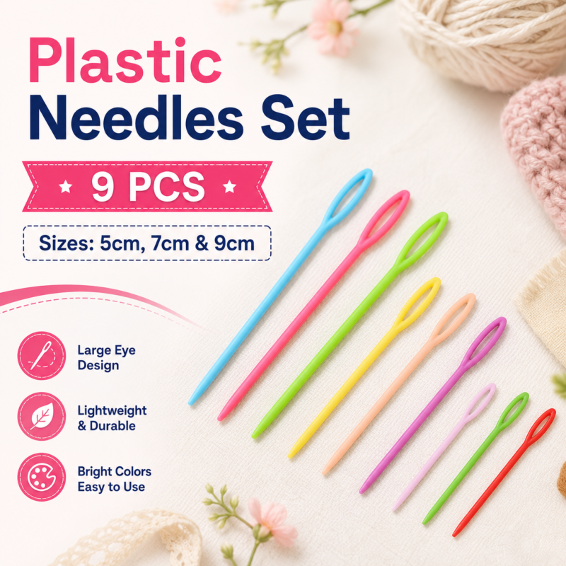Plastic Large Eye Needles Set 5cm 7cm and 9cm