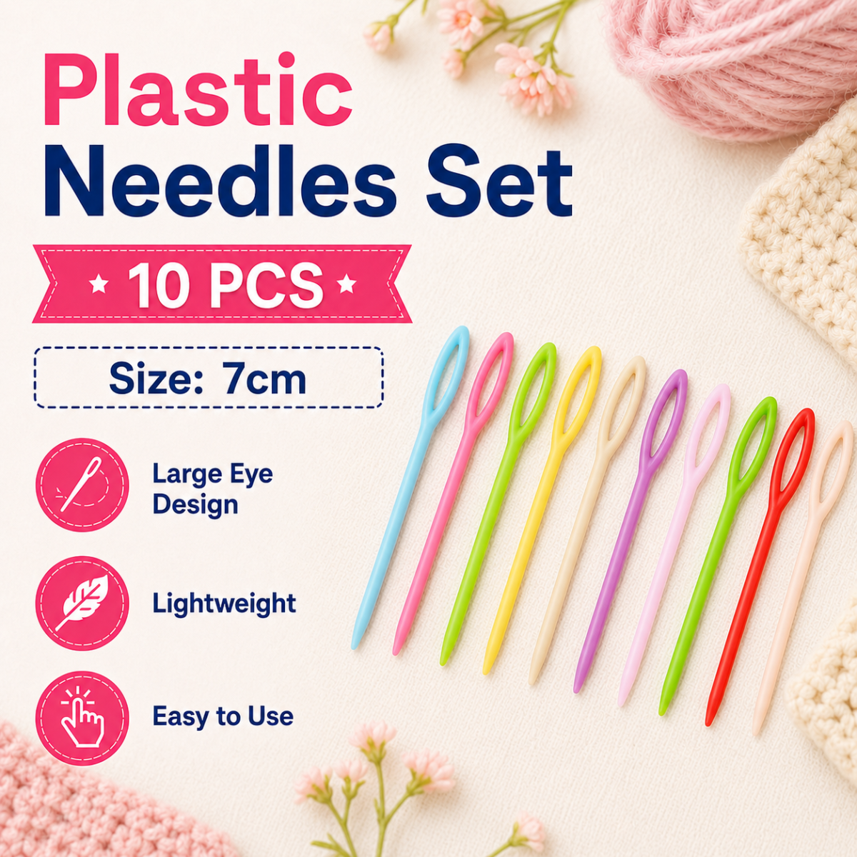Plastic Large Eye Needles – 7cm