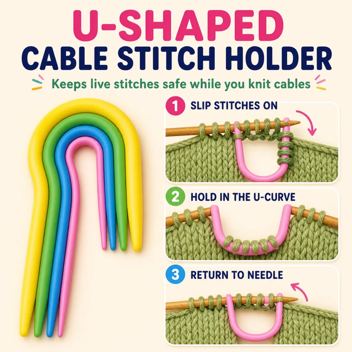 Knitting and Crochet Needle Set with Stitch Holders