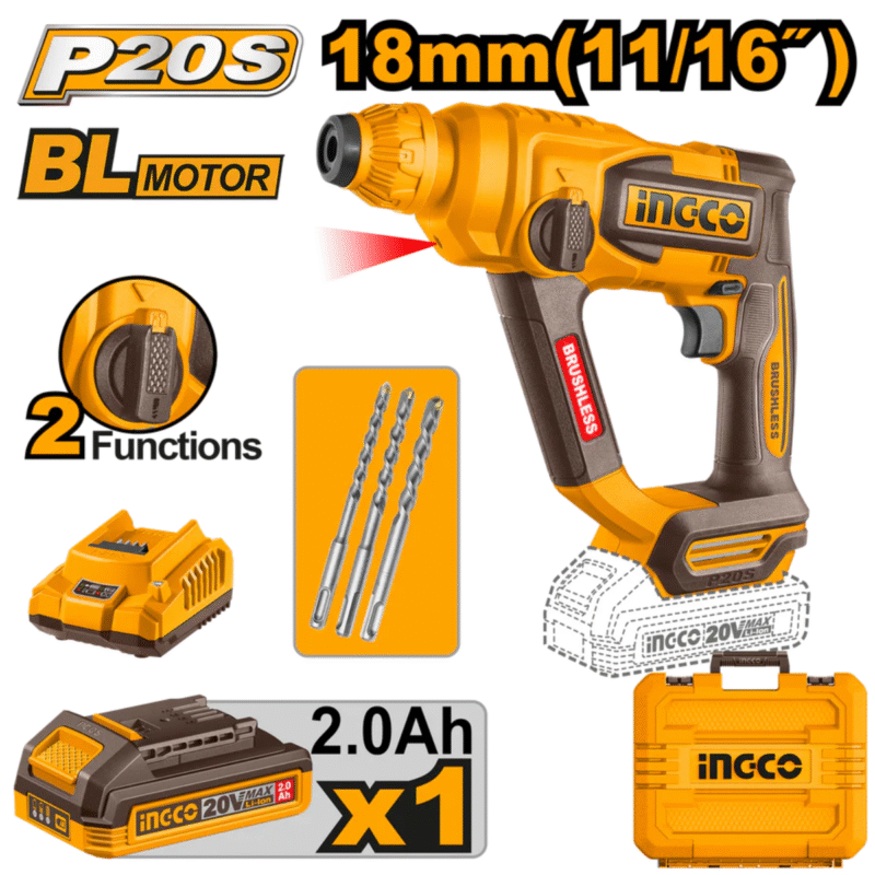 INGCO cordless rotary hammer 18mm @ QuickCart99