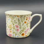 Flower Glow Super Bone China Mugs – Elegant White Cups