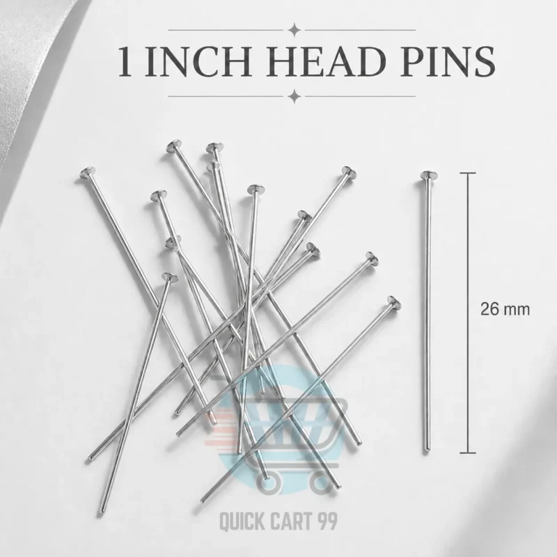 1 Inch Head Pins in gold and silver, 20g pack with up to 250 jewelry-making pins