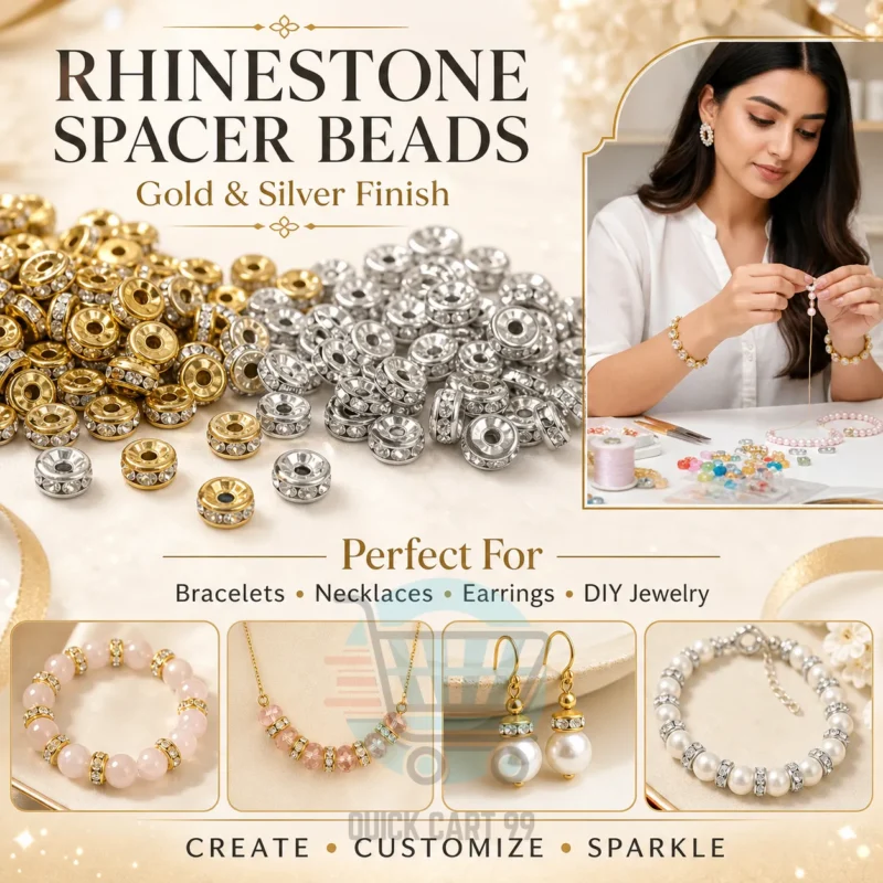 Rhinestone spacer beads for jewelry making in gold and silver colours, 20g pack – Quick Cart 99