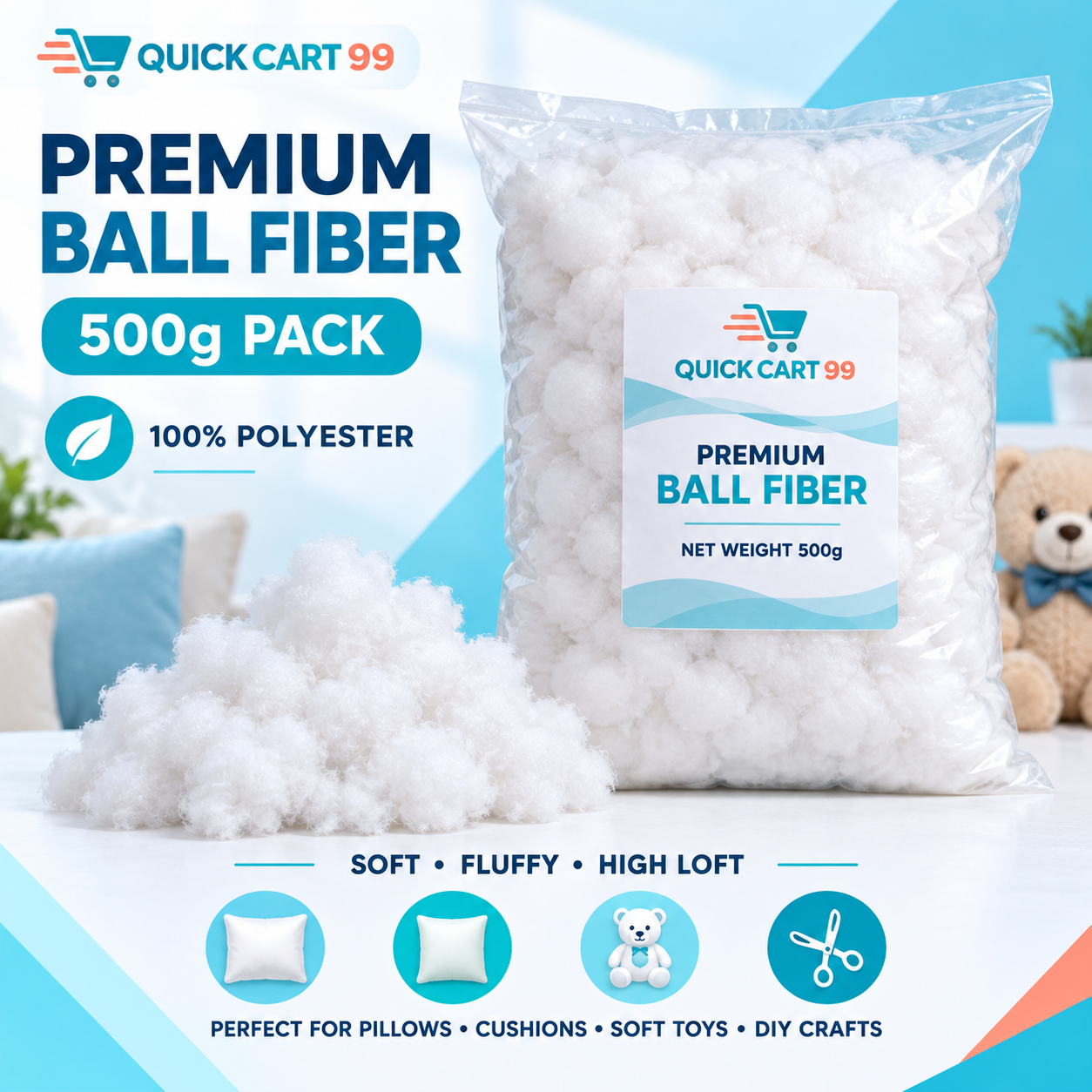 Premium Ball Fiber 500g Polyester Stuffing Premium Ball Fiber 500g polyester stuffing for pillows and toys