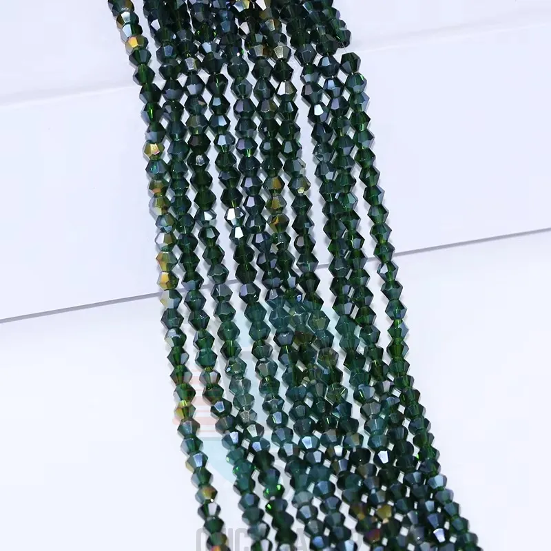 4mm Crystal Beads Dark Green Shaded