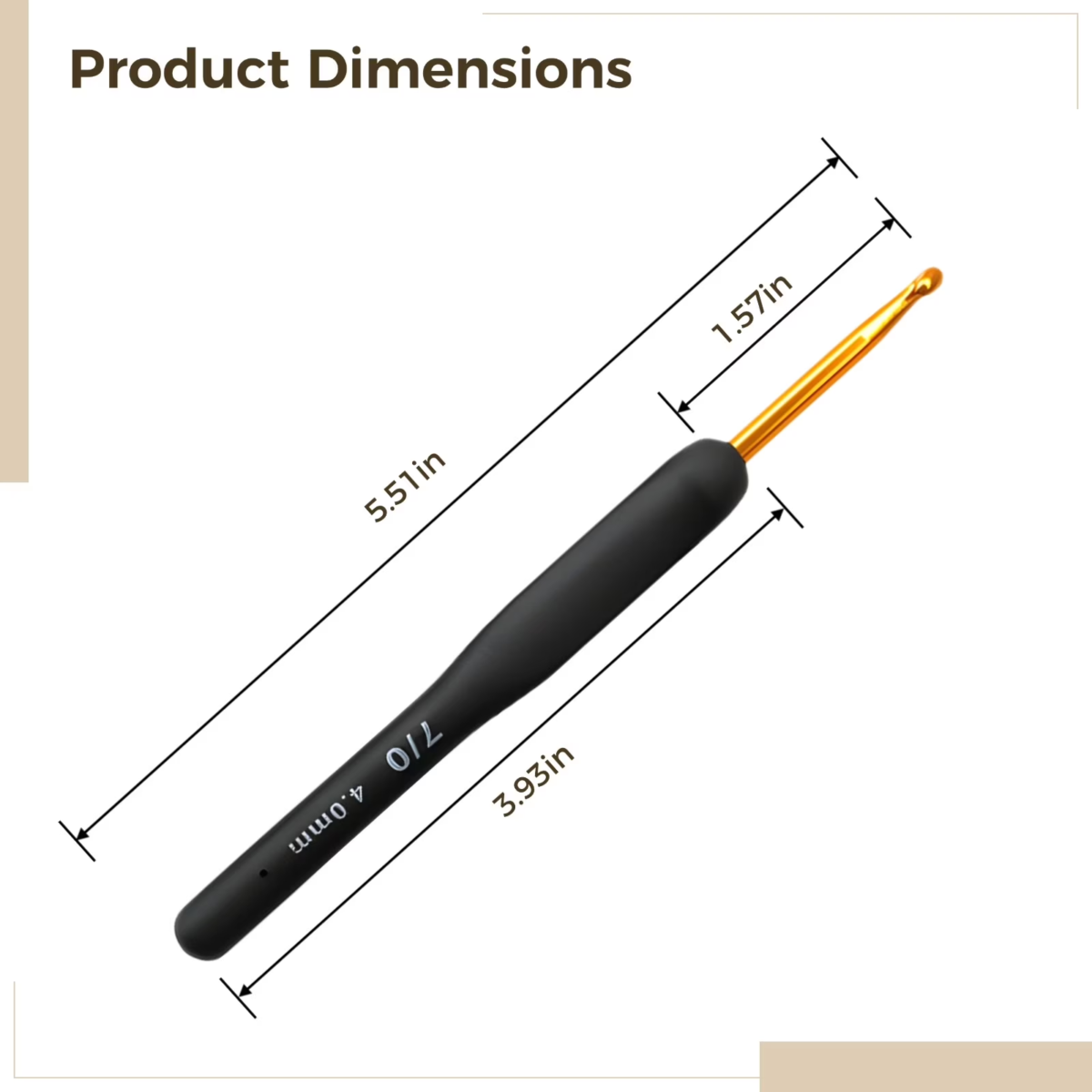 9-Piece Ergonomic Crochet Hook Set (2.0mm-6.0mm) - Black Handle - Image 3