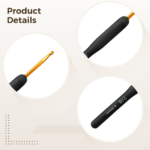 9-Piece Ergonomic Crochet Hook Set (2.0mm-6.0mm) - Black Handle - Image 4