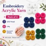 Embroidery thread 2 ply acrylic yarn pack of 4 in multiple colours