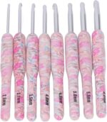 Floral Cushioned Stainless Steel Crochet Hook Set (8 Pieces,2.5mm-6.0mm) - Image 3