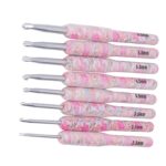 Floral Cushioned Stainless Steel Crochet Hook Set (8 Pieces,2.5mm-6.0mm) - Image 6
