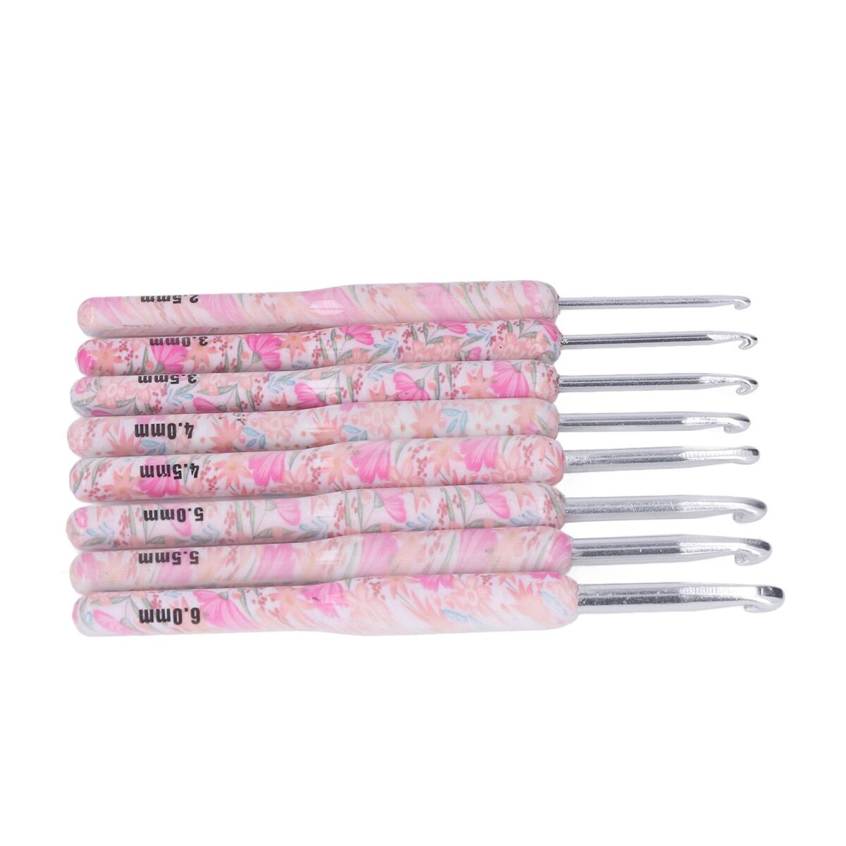 Floral Cushioned Stainless Steel Crochet Hook Set (8 Pieces,2.5mm-6.0mm) - Image 5