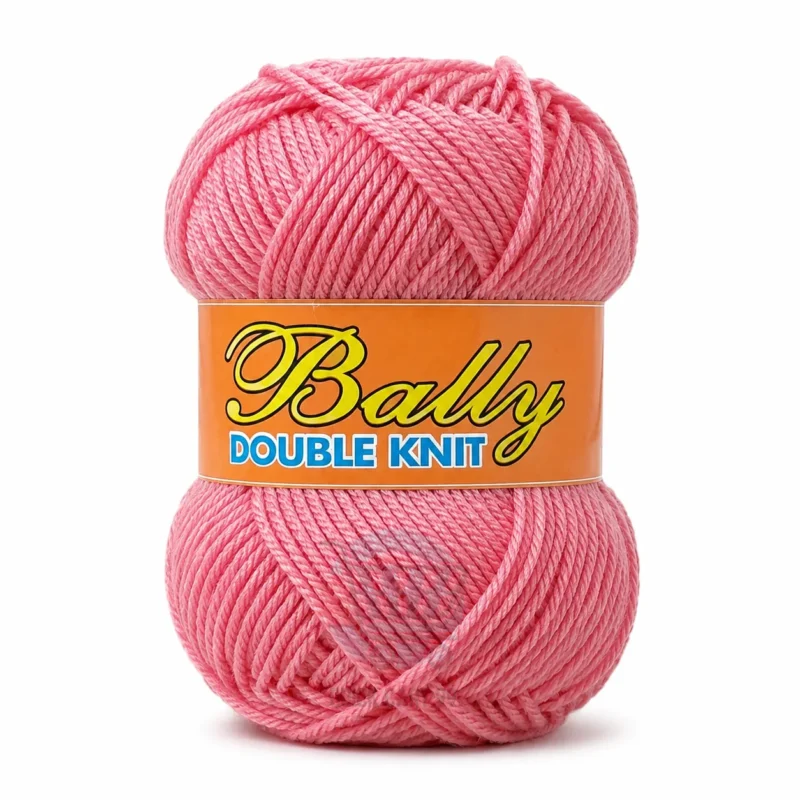 Bally Double Knit yarn for crochet and knitting in pink, yellow, and blue colours, 100% acrylic 3-ply yarn, 70–80 grams each.