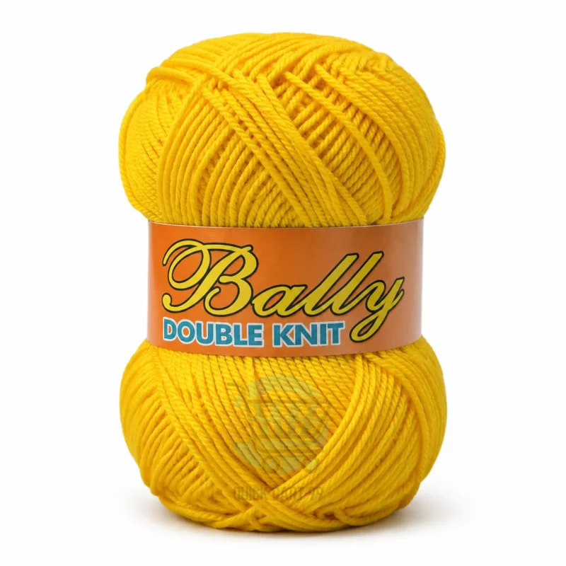 Bally Double Knit yarn for crochet and knitting in pink, yellow, and blue colours, 100% acrylic 3-ply yarn, 70–80 grams each.