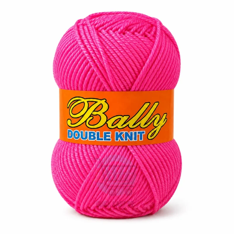 Bally Double Knit yarn for crochet and knitting in pink, yellow, and blue colours, 100% acrylic 3-ply yarn, 70–80 grams each.