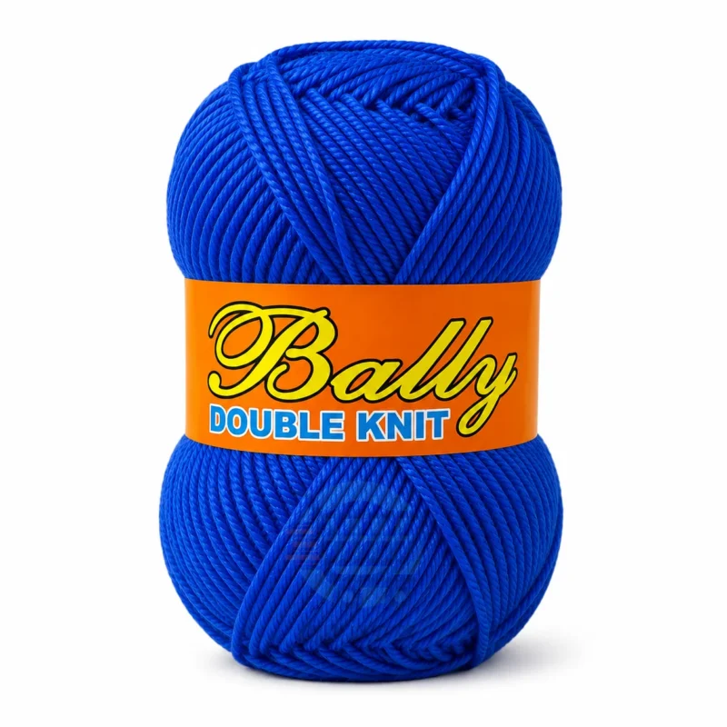 Bally Double Knit yarn for crochet and knitting in pink, yellow, and blue colours, 100% acrylic 3-ply yarn, 70–80 grams each.
