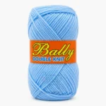 Bally Double Knit yarn for crochet and knitting in pink, yellow, and blue colours, 100% acrylic 3-ply yarn, 70–80 grams each.