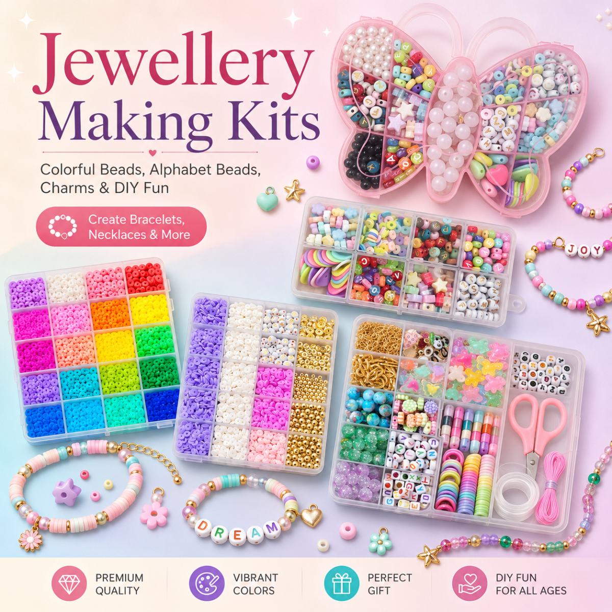 Jewellery Making Kit with Colorful Beads - Image 3