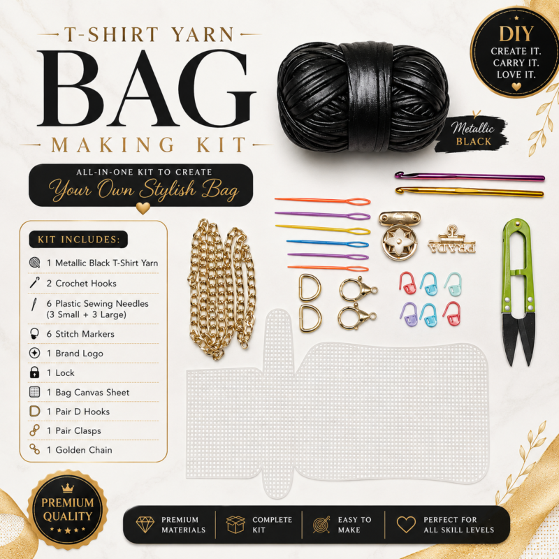 Crochet Bag Craft Kit Black