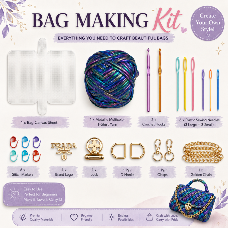Crochet Bag Craft Kit Black Multi