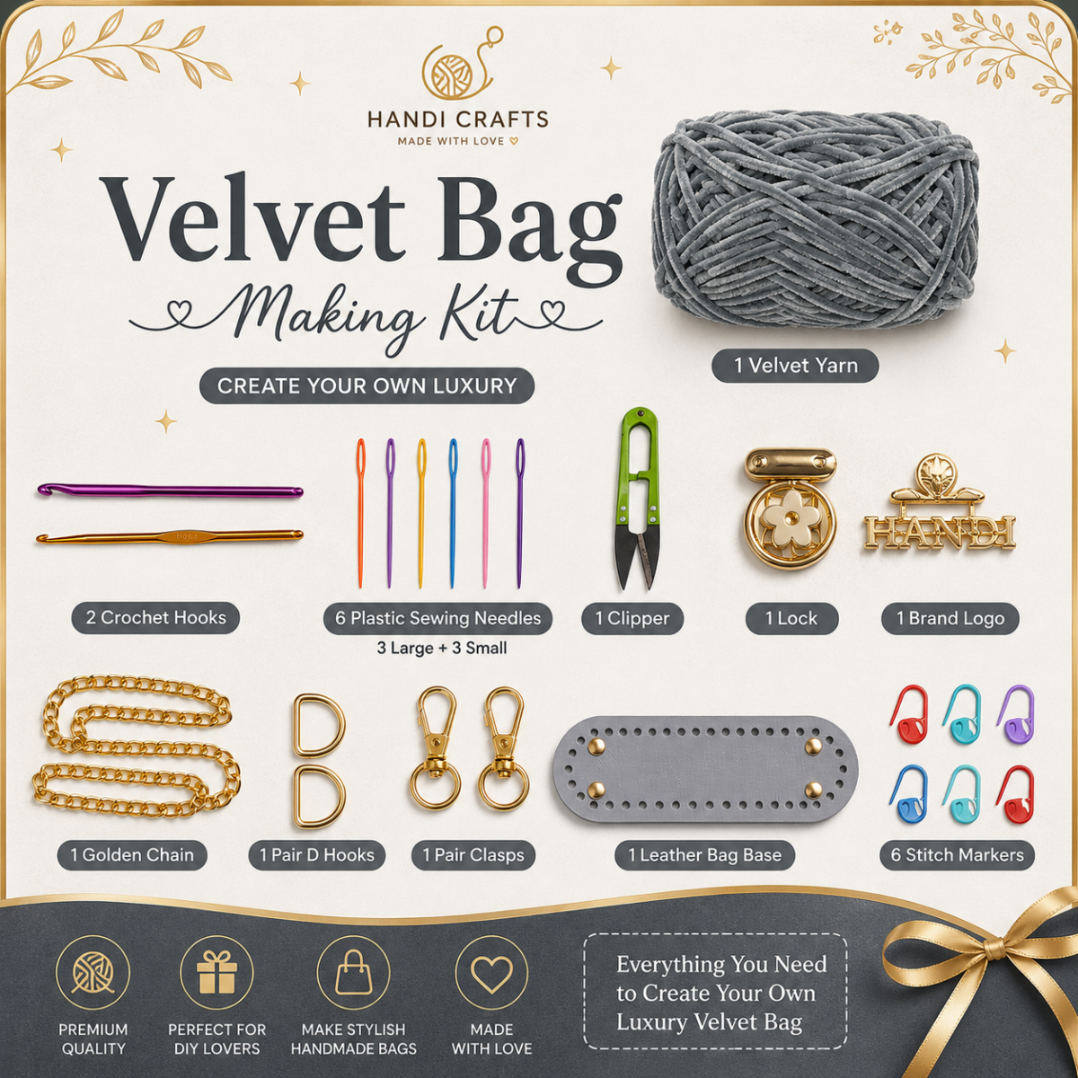 Complete Velvet Bag Making Kit for Beginners - Image 5