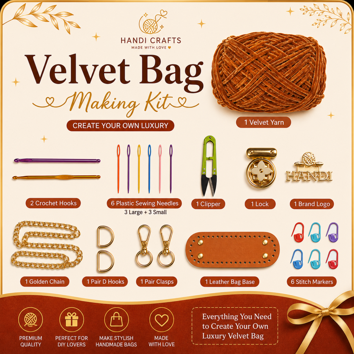 Complete Velvet Bag Making Kit for Beginners - Image 8
