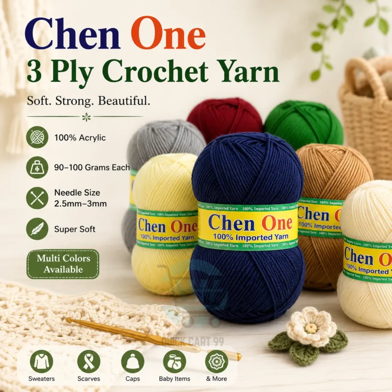 Chen One 3 Ply Crochet Yarn in multiple colours, 100% acrylic, super soft, 90–100g