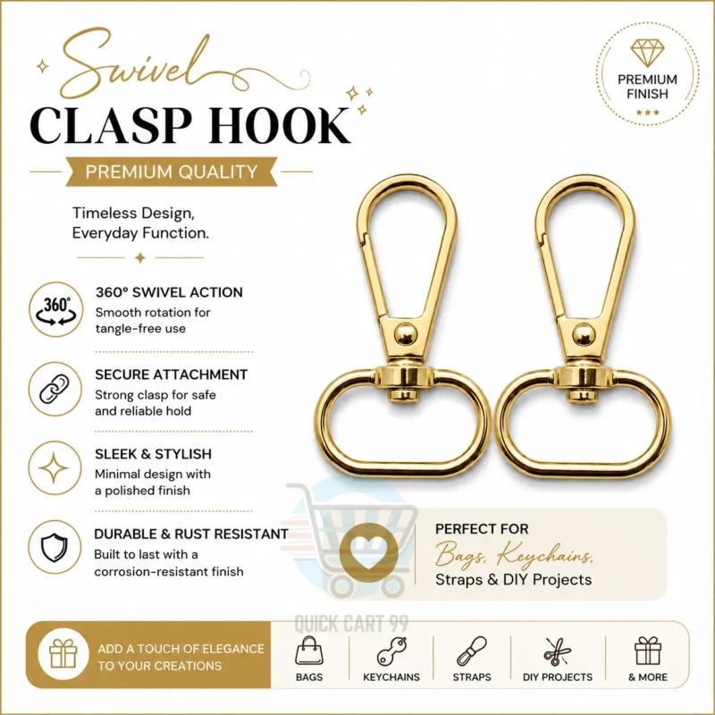 Clasp hooks for bags and purses in multiple metal styles and colours