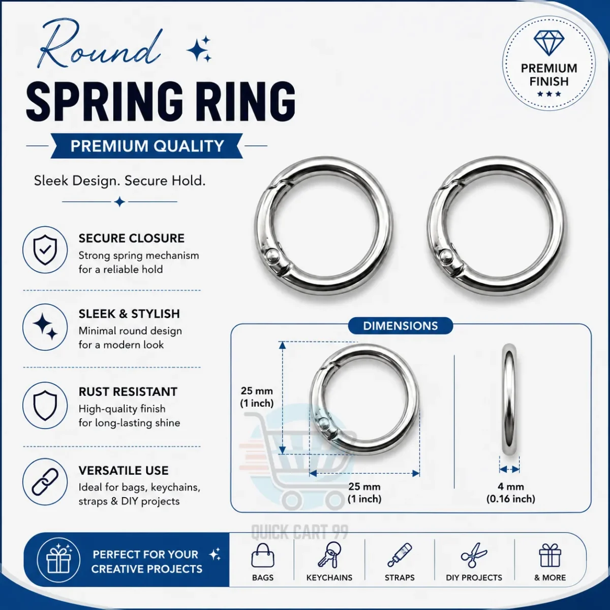 Clasp hooks for bags and purses in multiple metal styles and colours