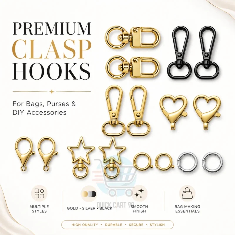 Clasp hooks for bags and purses in multiple metal styles and colours