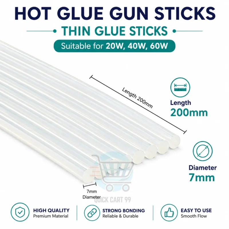 Glue Gun Sticks 7mm and 11mm, 200mm length, pack of 12