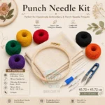 Punch needle kit for beginners with monk cloth, hoop and yarn