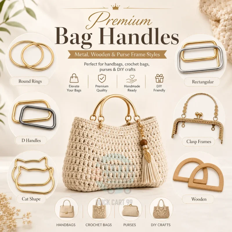 Premium bag handles in round, square, D-shape, cat-shape, wooden and clutch frame styles