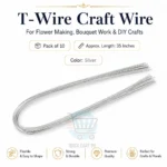T-Wire Craft Wire for flower making, bouquet work and DIY crafts, pack of 12 in silver, black, gold, red and blue colors