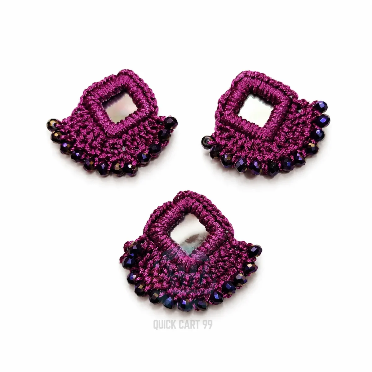 Crochet Mirror Applique for Dresses in Five Color Variants