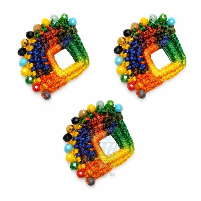 Crochet Mirror Applique for Dresses in Five Color Variants