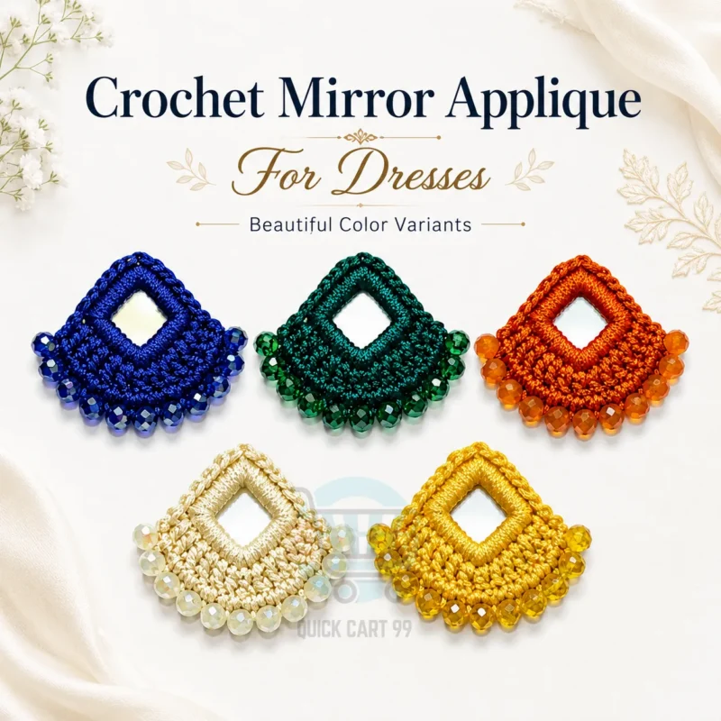 Crochet Mirror Applique for Dresses in Five Color Variants