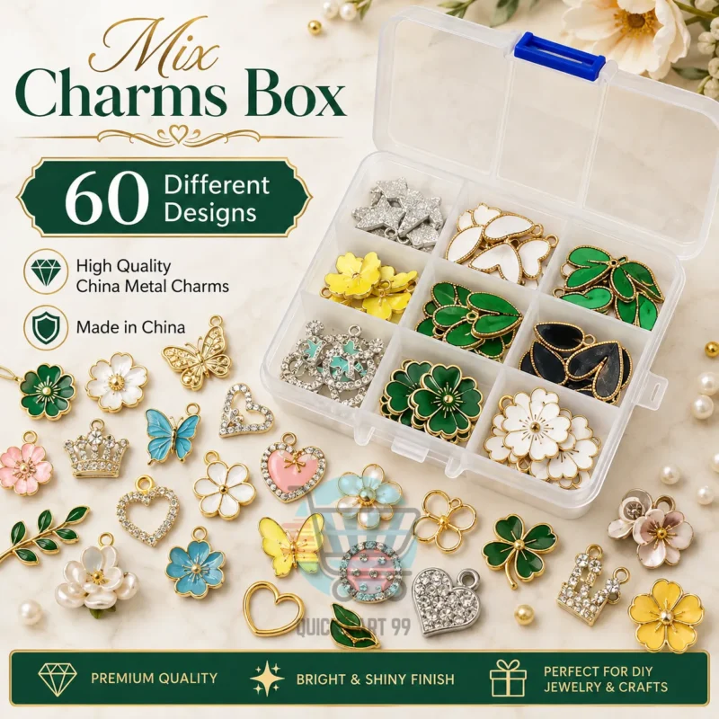 Mix Charms Box with 60 assorted metal charms for jewelry making