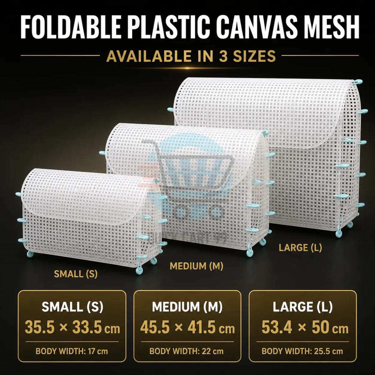Foldable Plastic Canvas Mesh Sheet for Bag Making in Three Sizes