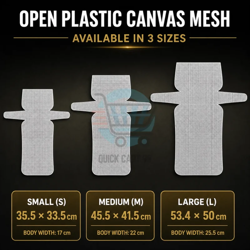 Foldable Plastic Canvas Mesh Sheet for Bag Making in Three Sizes