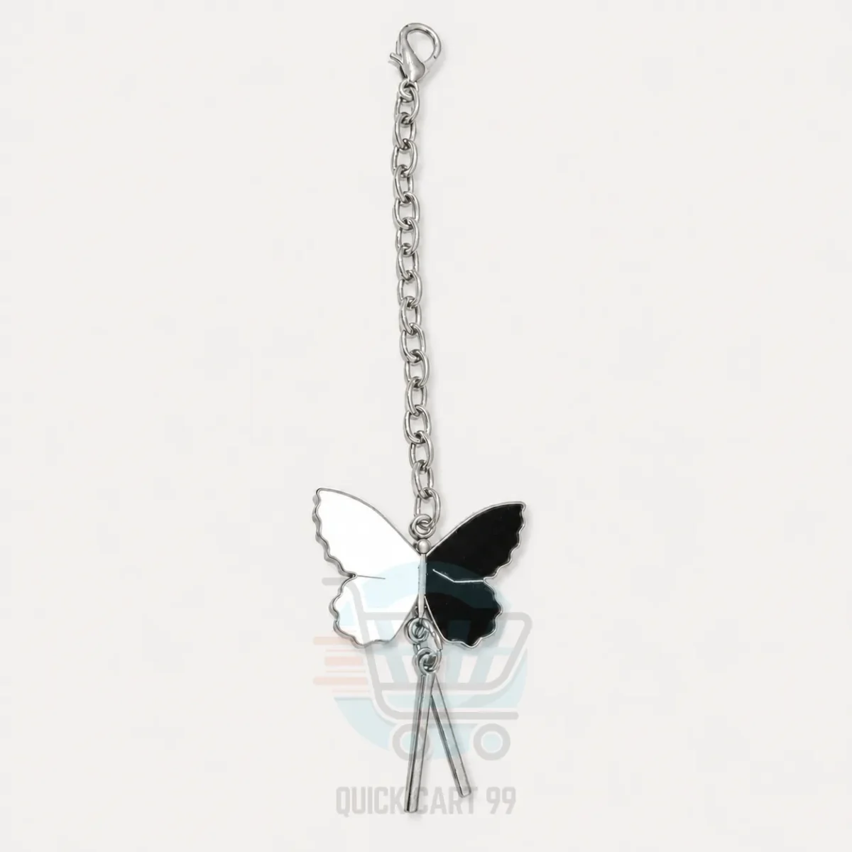 Gold and silver metal keychains in butterfly, ring, chain and clasp designs at Quick Cart 99.