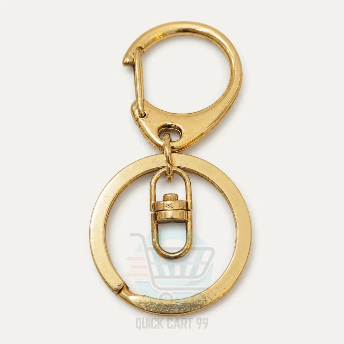 Gold and silver metal keychains in butterfly, ring, chain and clasp designs at Quick Cart 99.