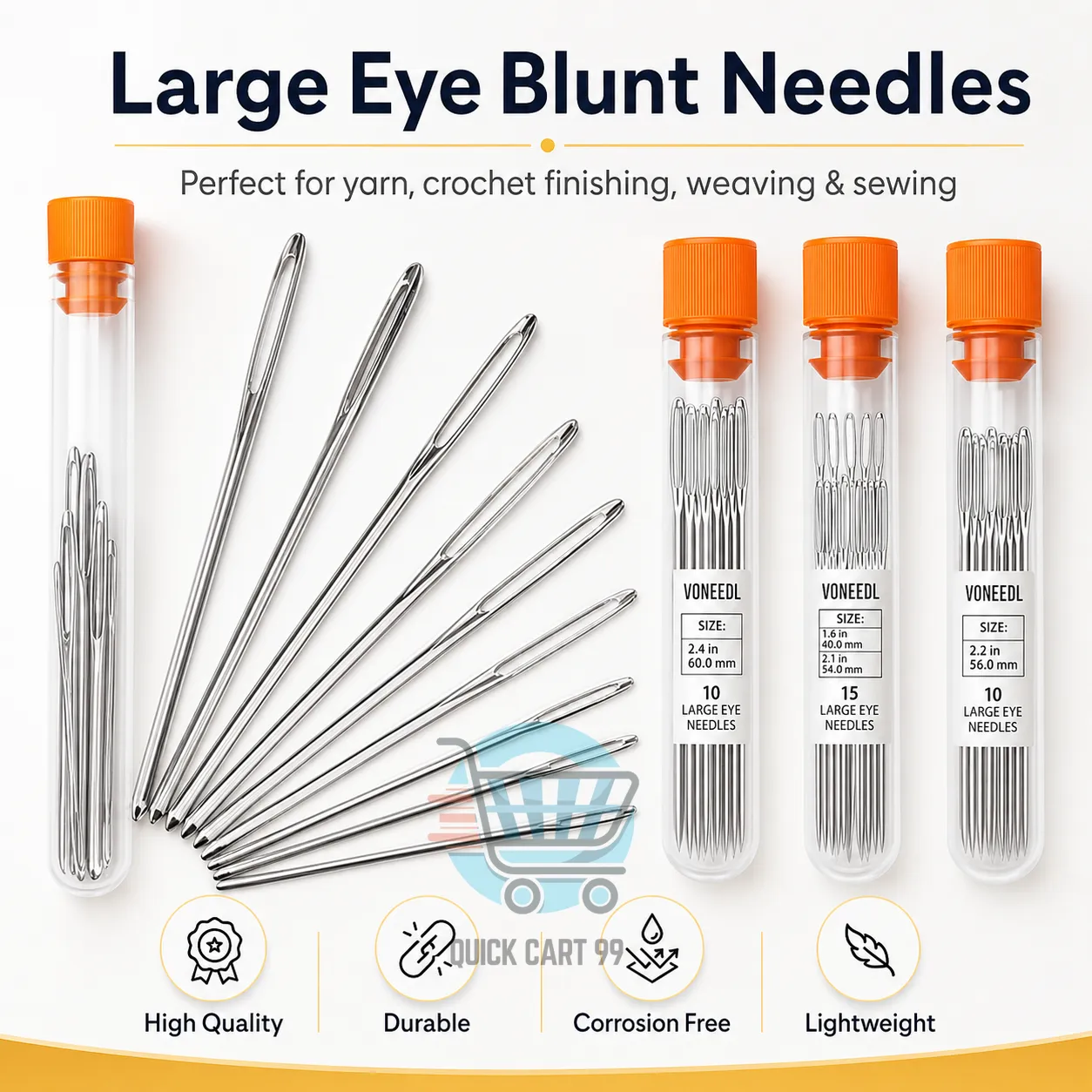 Large Eye Blunt Needles for Yarn, Crochet, Knitting and Sewing
