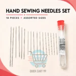 18-piece assorted-size hand sewing needles set with transparent storage tube and red cap