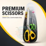 Pack of 2 stainless steel scissors with yellow and green comfortable-grip handles