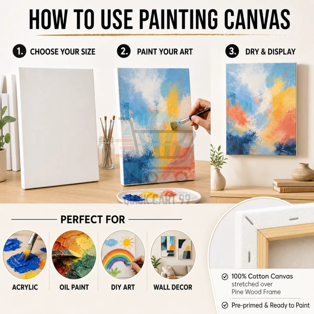 Mixed Size Painting Canvases pack of 5