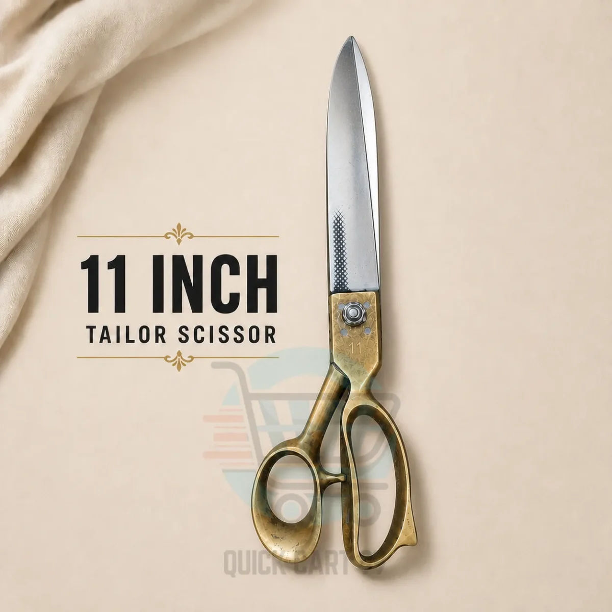 Ryti brass tailor scissors available in 9, 10, 11, and 12-inch sizes