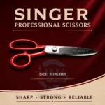 Singer Scissors in 8-inch and 9-inch sizes with red handles and metal blades