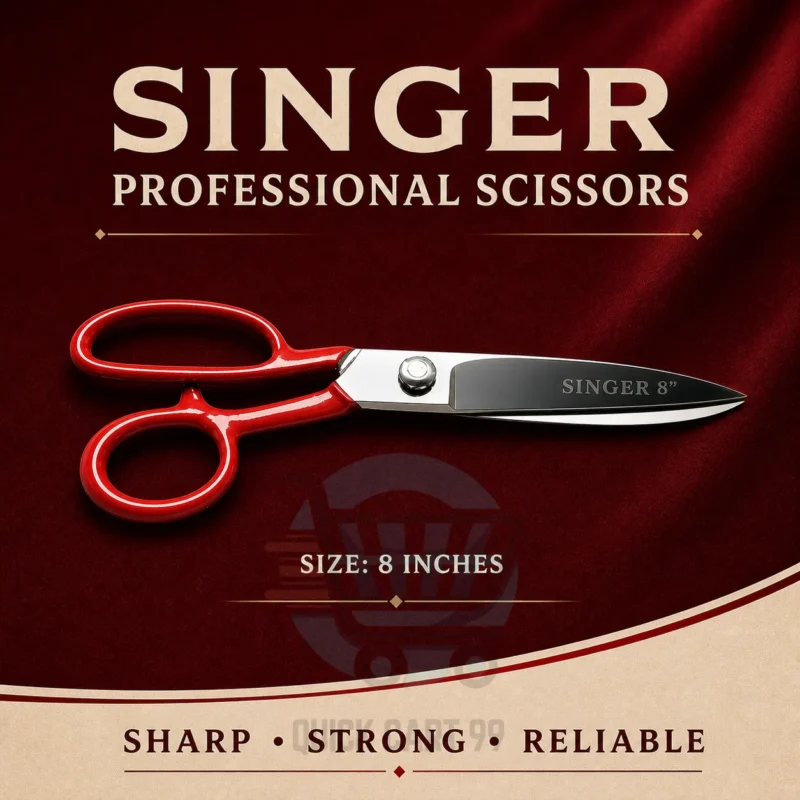 Singer Scissors in 8-inch and 9-inch sizes with red handles and metal blades